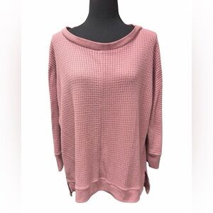 French Laundry Soft Pink Waffle Knit Top Chic Comfort Trendy Piece Size L